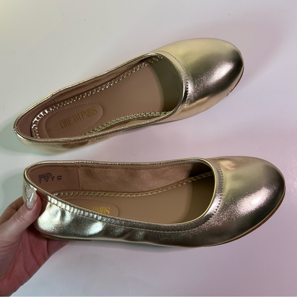 Gold Flats Size 8